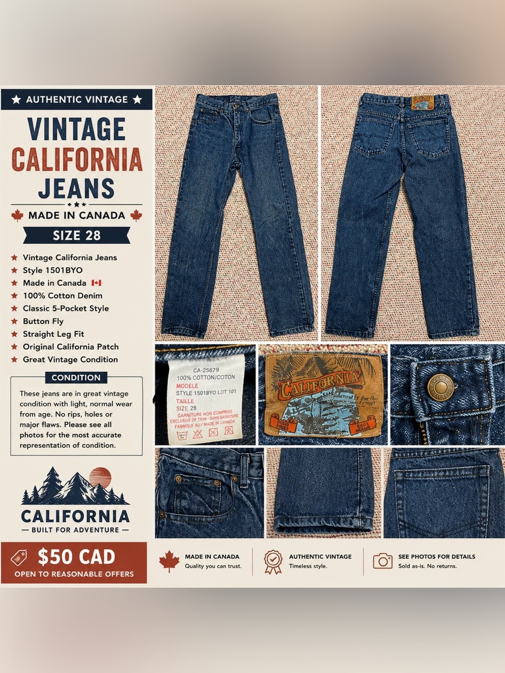Vintage California Jeans – Made in Canada 🇨🇦